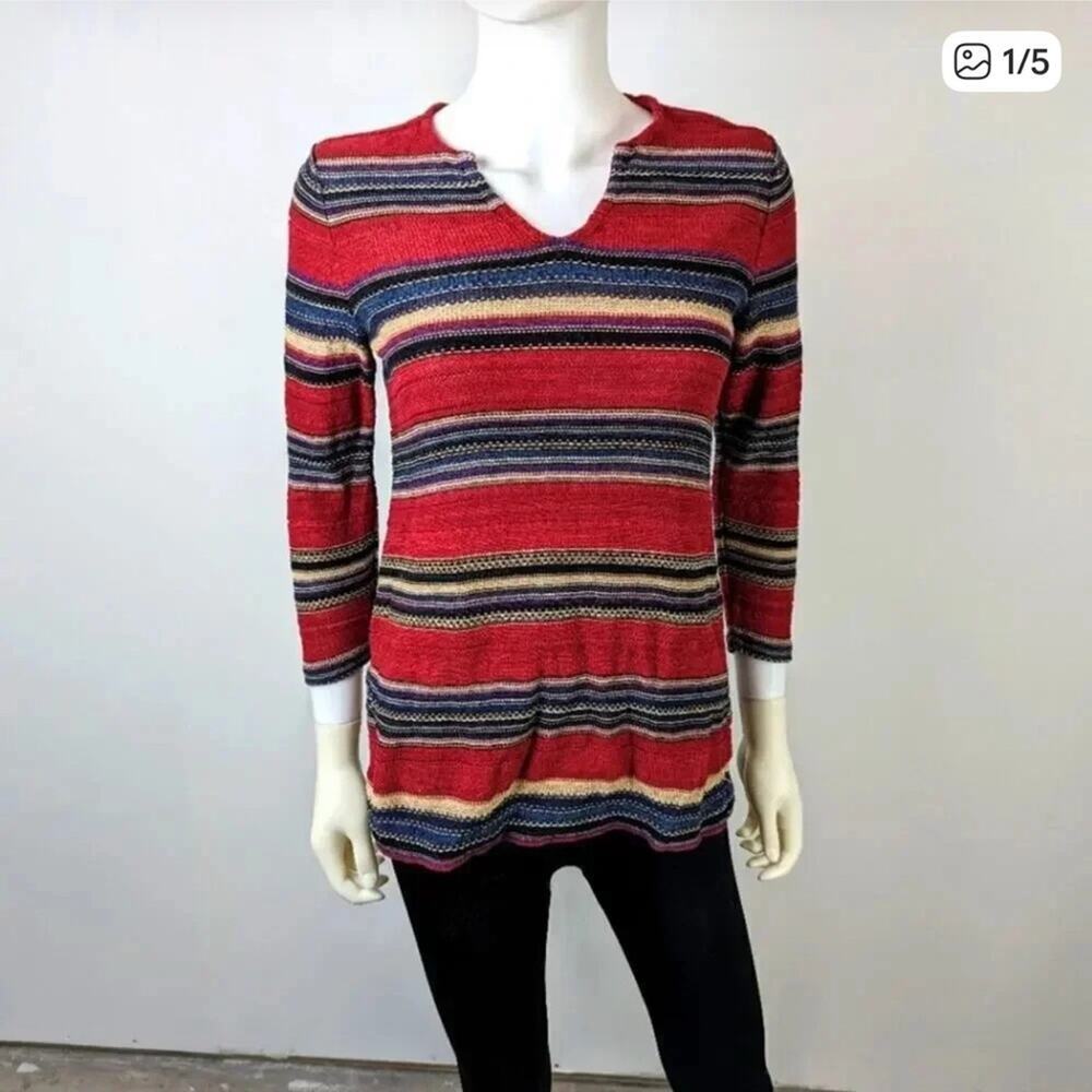Lauren Ralph Lauren Striped Red and Multicolor Sweater